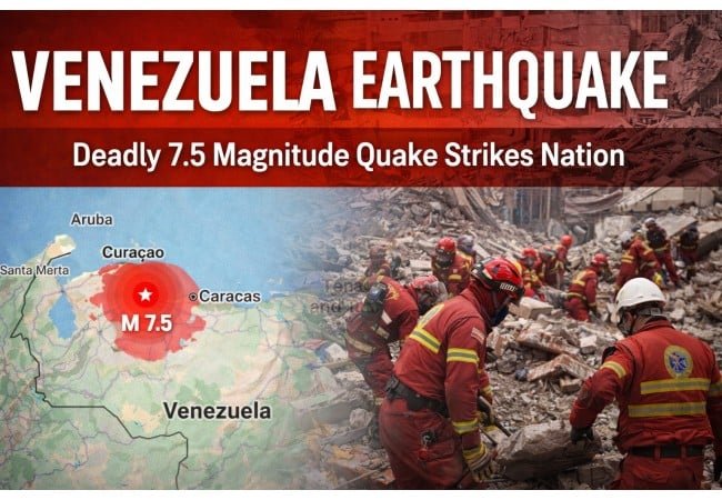Collapsed buildings in Caracas after Venezuela earthquake