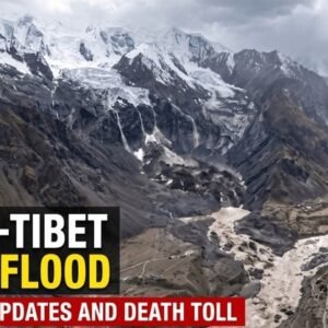 Satellite view of the Nepal–Tibet glacier collapse and flood-affected Himalayan river corridor