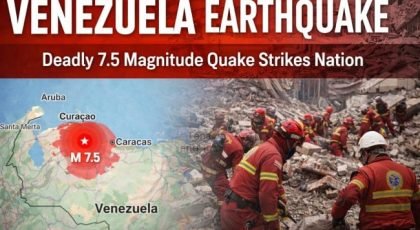 Collapsed buildings in Caracas after Venezuela earthquake
